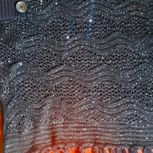 Chic Riff Black Sequined Fringed Poncho One Size Fits Most - Picture 3 of 8